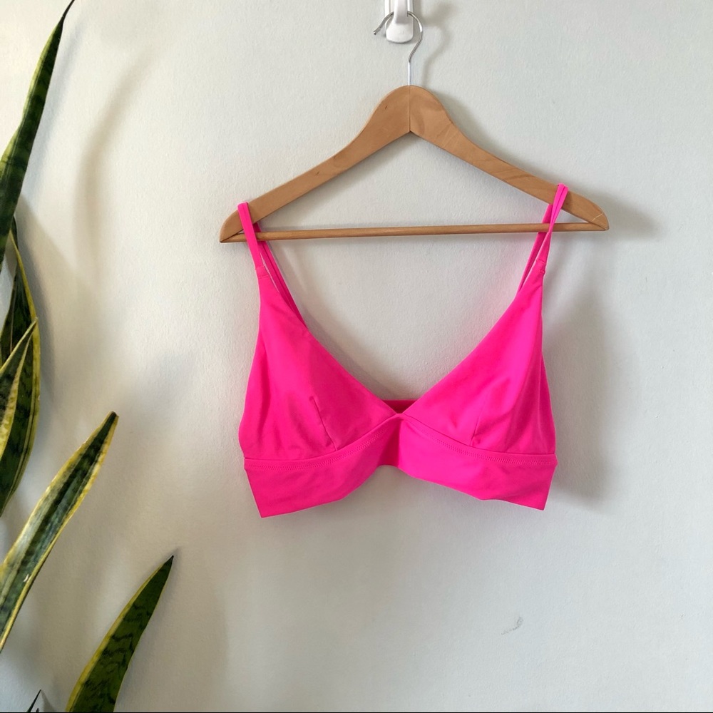 Aerie Longline Triangle Hot Pink Bikini Top & bottoms NWT